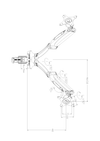 line drawing with specifications of dual monitor arm mounts