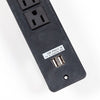 2 usb ports, black power bar