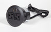 grommet power strip, black, extension cord, 2 A/C outlets, 2 USB ports, hides in desk, gavoa