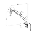 line drawing of single monitor arm mount, gavoa