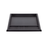 under desk pencil tray, overhead image, 23" 5 compartments to store pencils and small stationary items